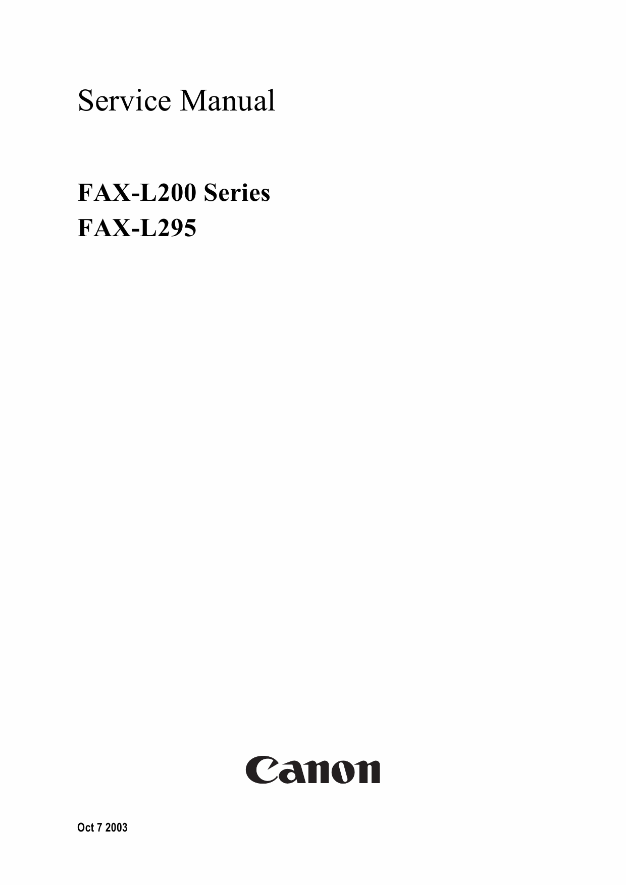 Canon FAX L200 L295 Parts and Service Manual-1